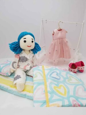Oyuncak Bez Bebek Zehsa 32cm + Uyku Takımı Seti
