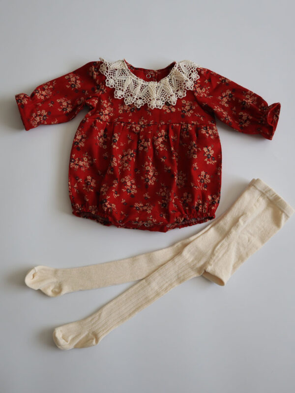 Kız Bebek Pazen Romper Çoraplı Set