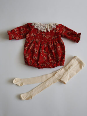 Kız Bebek Pazen Romper Çoraplı Set